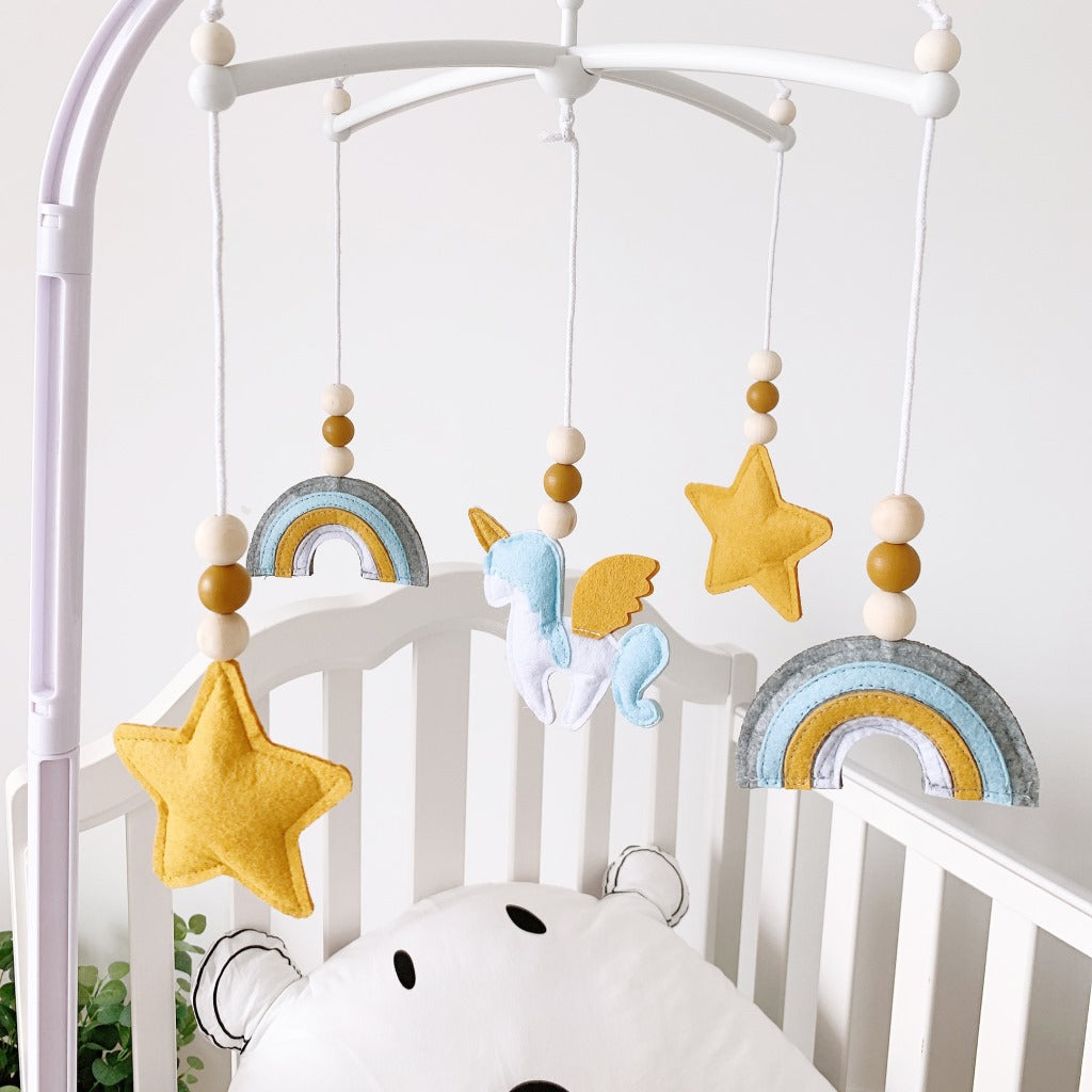 baby crib mobile with felt decorations