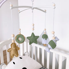 close-up of Nordic style felt baby mobile