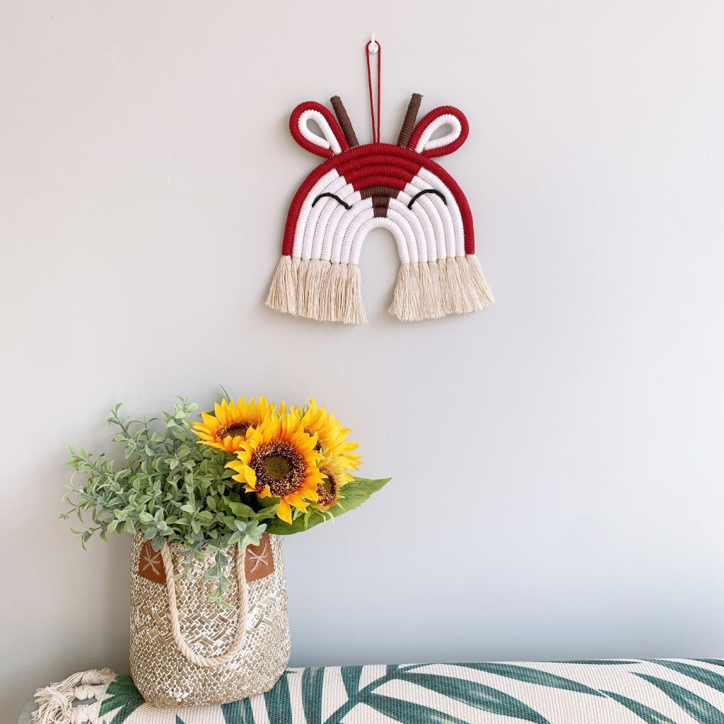 Vibrant animal wall hanging with deer and lion
