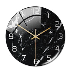Sleek Round Marble Wall Clock front view
