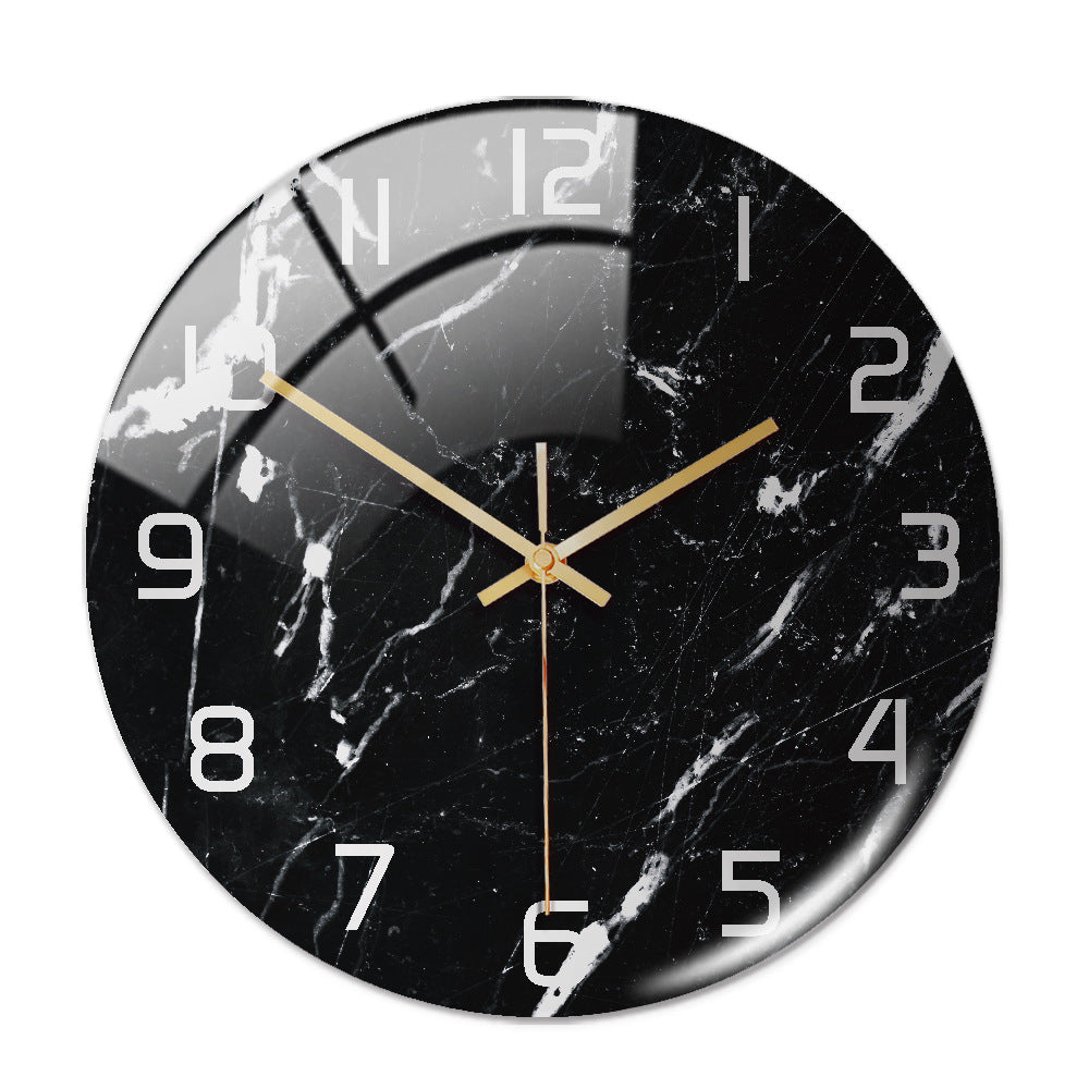 Sleek Round Marble Wall Clock front view