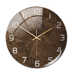 Sleek Round Marble Wall Clock front view