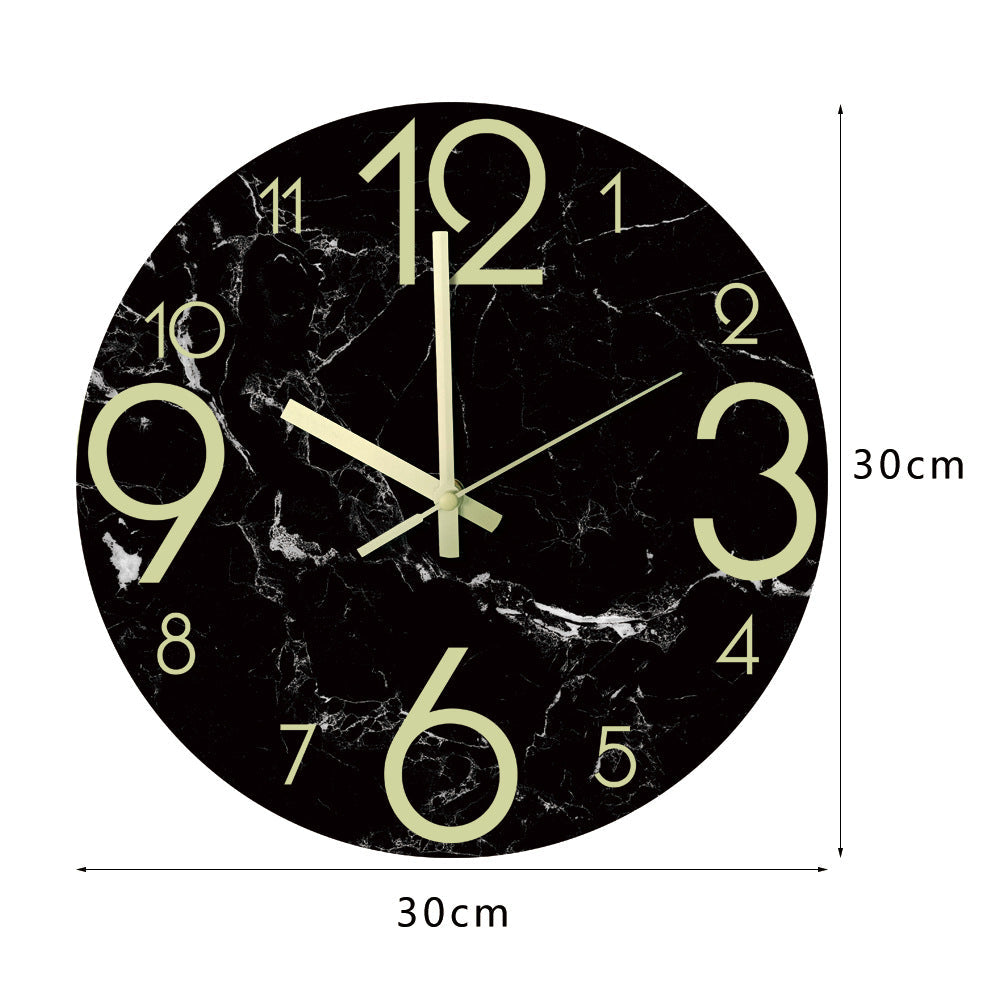 Decorative acrylic clock illuminating at night