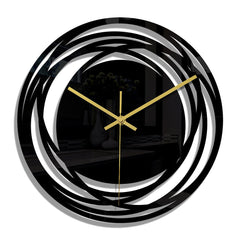 Clock featuring a stylish round black face
