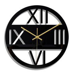Black decorative wall clock in a home setting