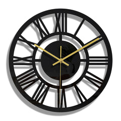 Clock featuring a stylish round black face