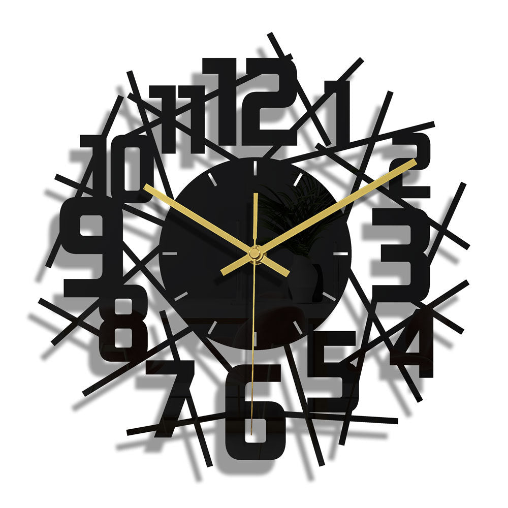 Lightweight black wall clock for easy installation