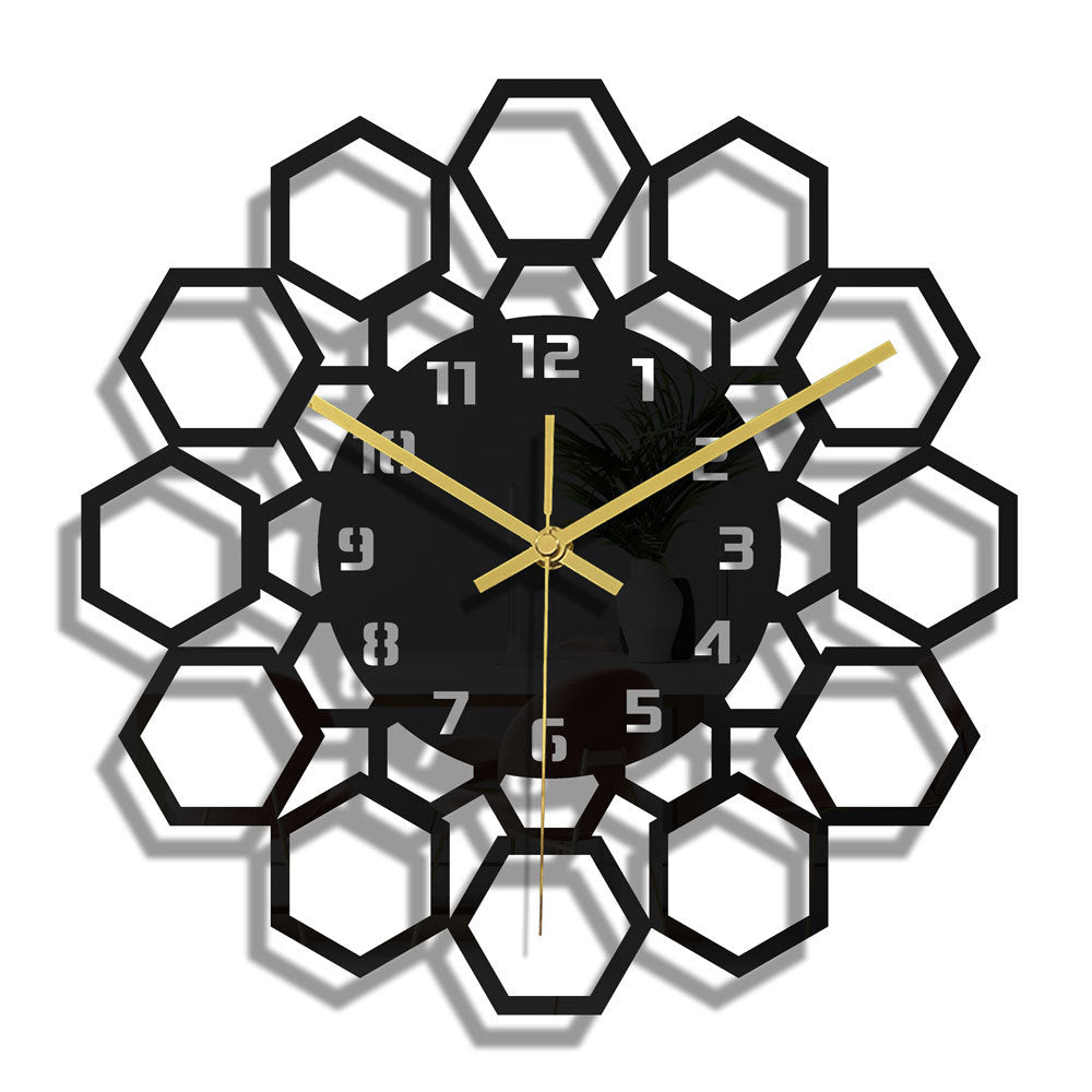 Stylish black acrylic digital wall clock front view