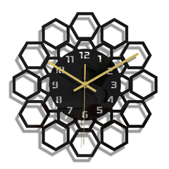 Stylish black acrylic digital wall clock front view