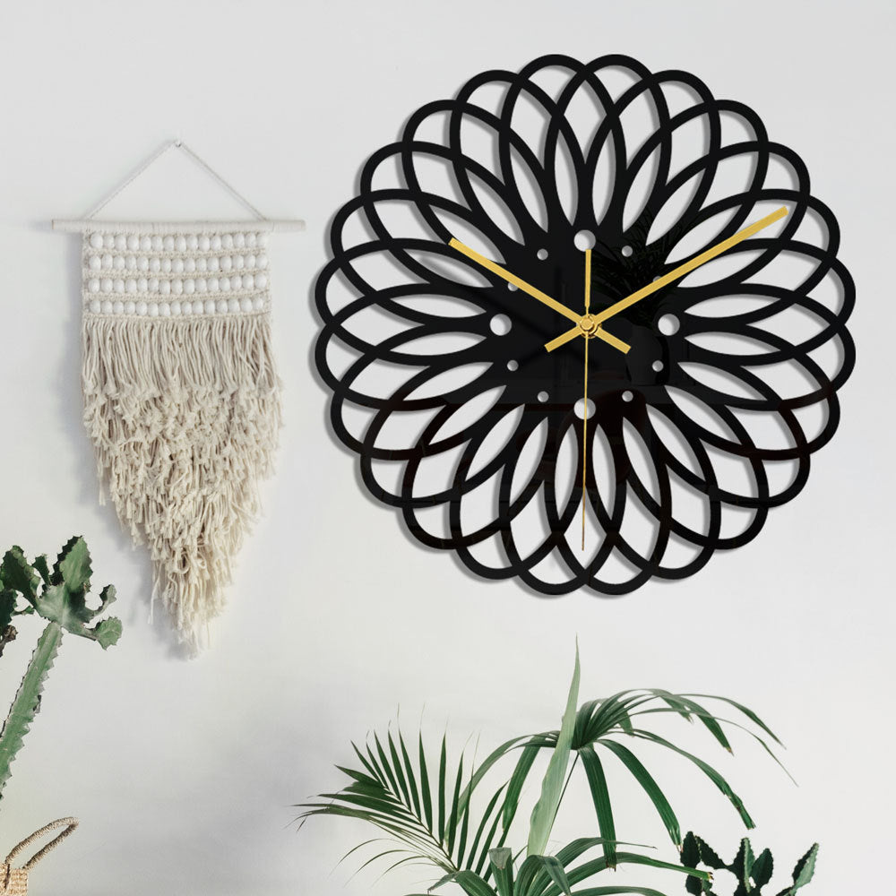 Thin profile of the black acrylic round clock