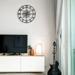 Stylish clock in modern home setting