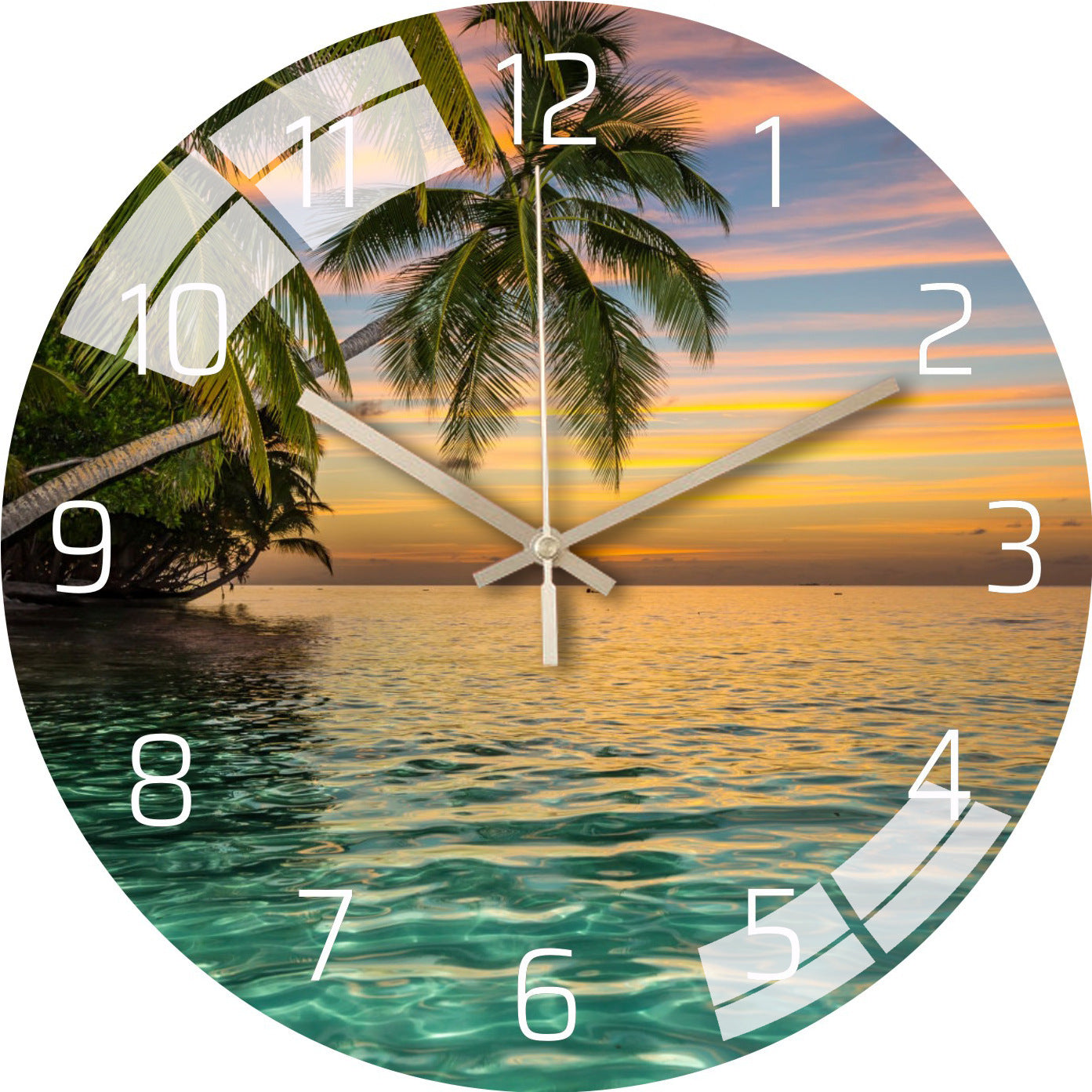 Close-up of modern silent wall clock in living room