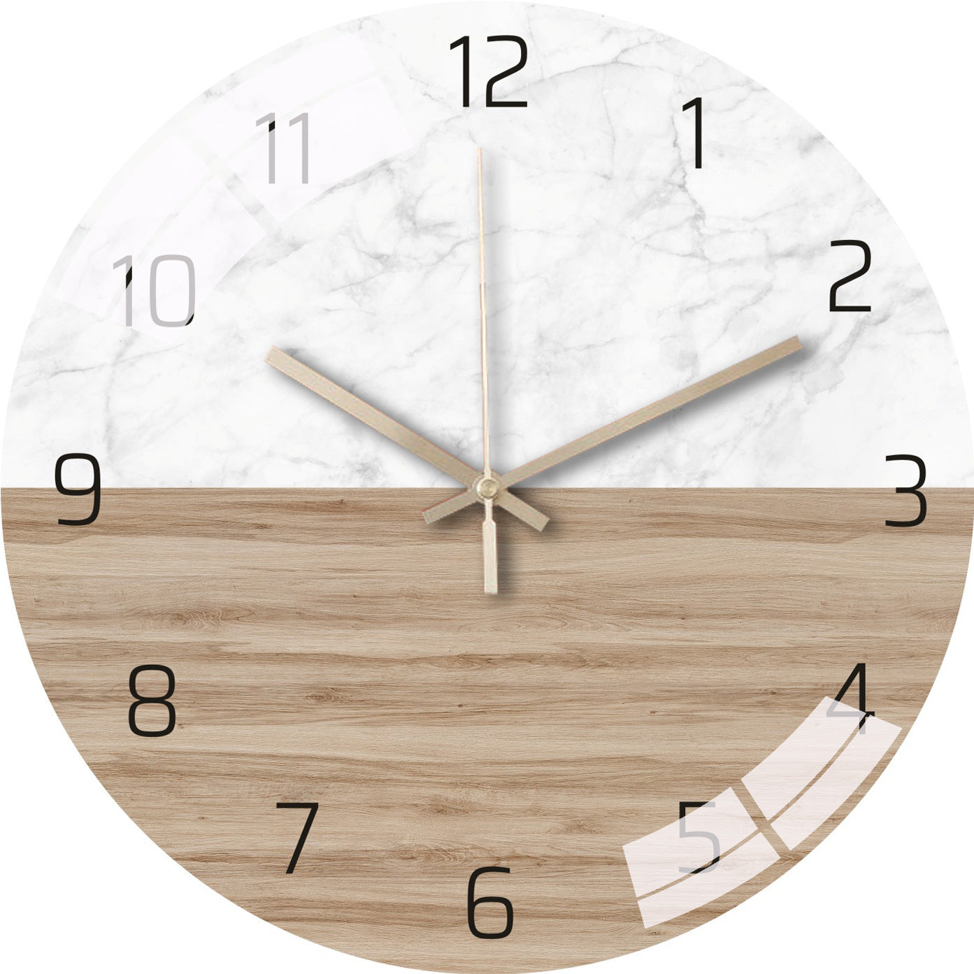 Close-up of modern silent wall clock in living room