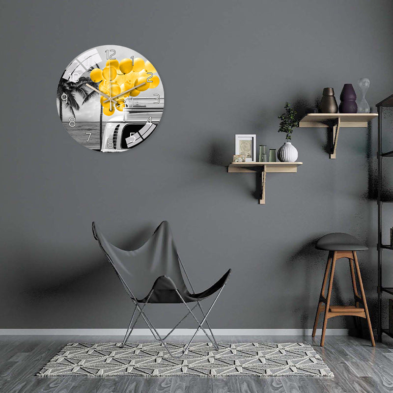 Diverse colour options of wall clock against white wall