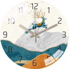 Scandinavian wall clock with artistic background