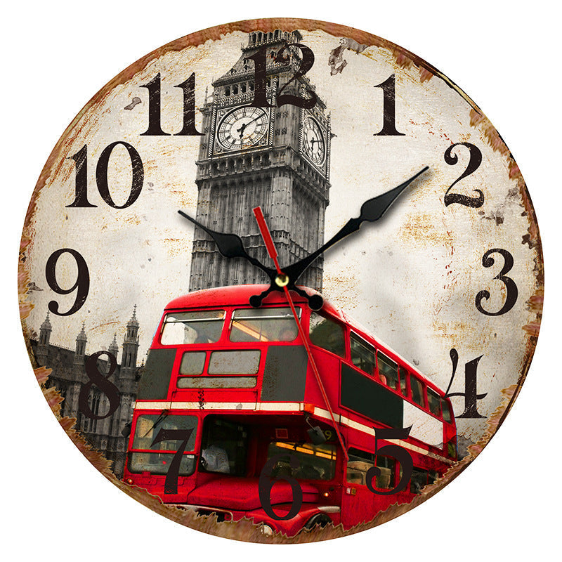 Vintage Wooden Wall Clock close-up detail