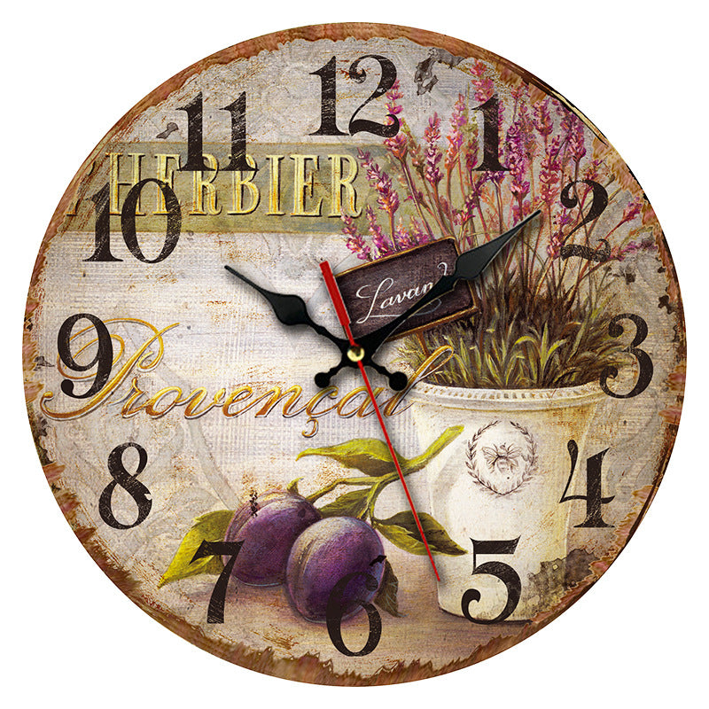 Vintage Wooden Wall Clock on wall