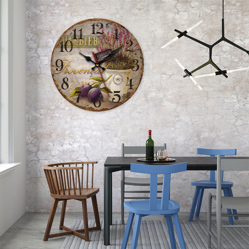 Vintage Wooden Wall Clock close-up detail