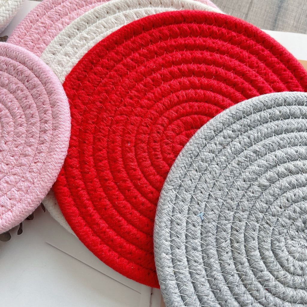 Braided cotton rope table mat for dining 4