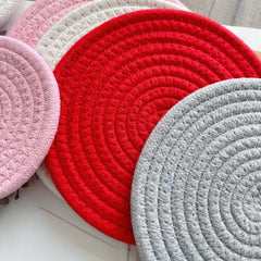 Braided cotton rope table mat for dining 4