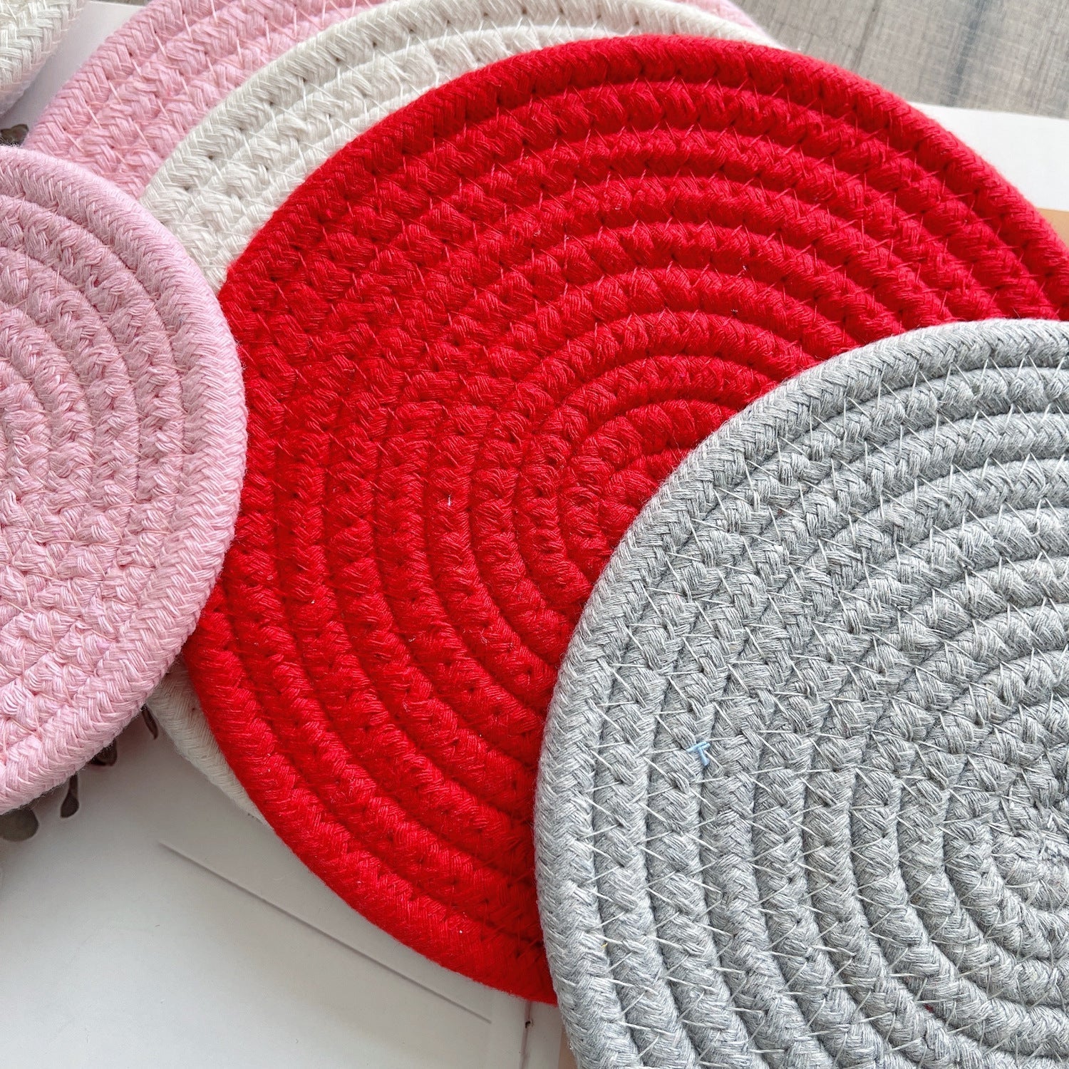 Braided cotton rope table mat for dining 4