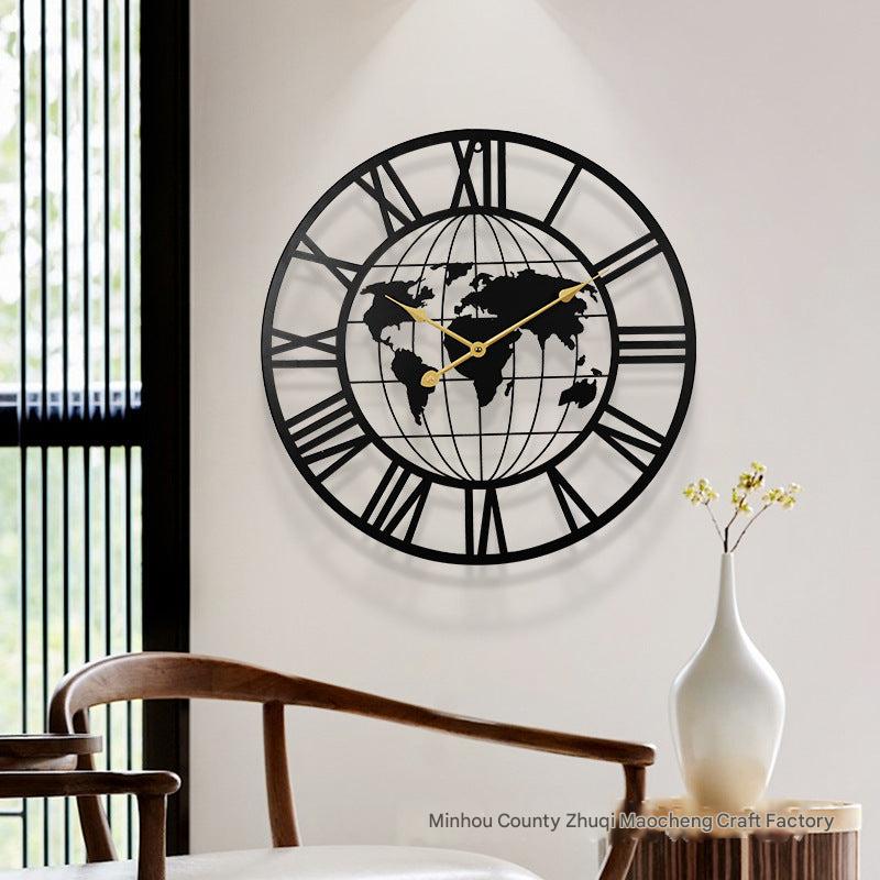 Decorative Earth Clock showing world map design