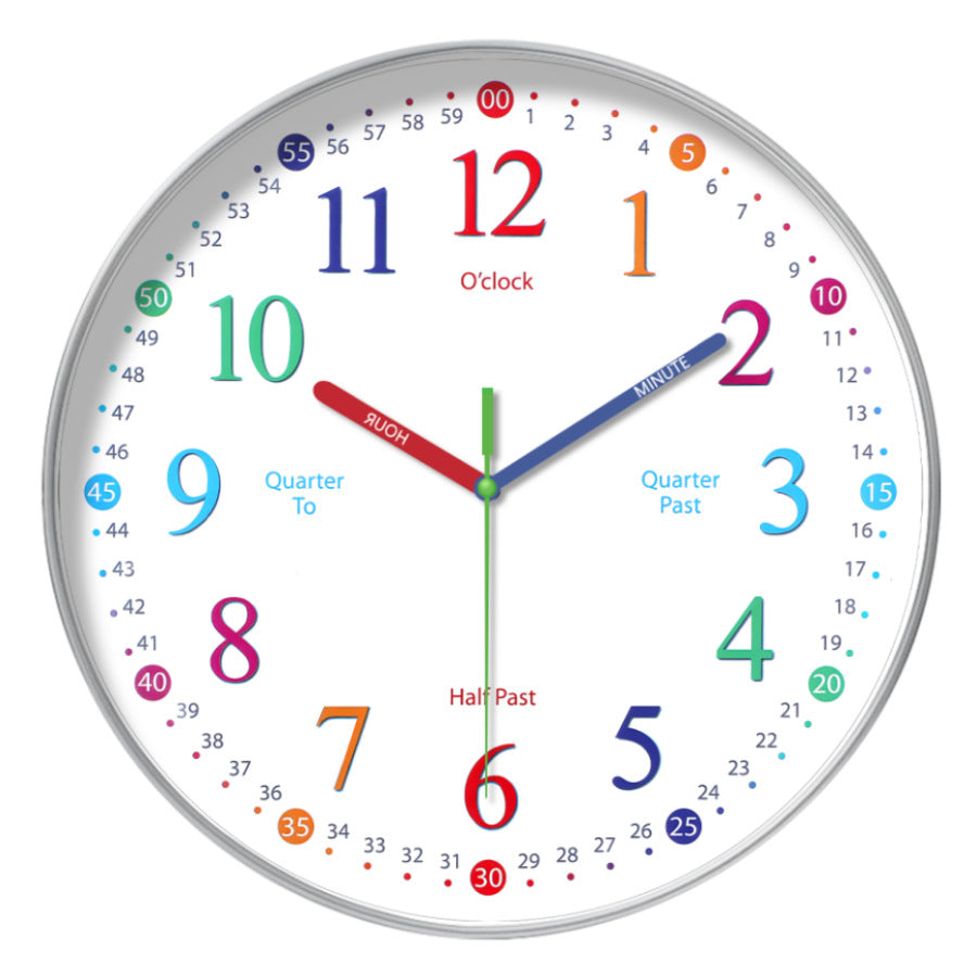 Educational wall clock for children learning to tell time