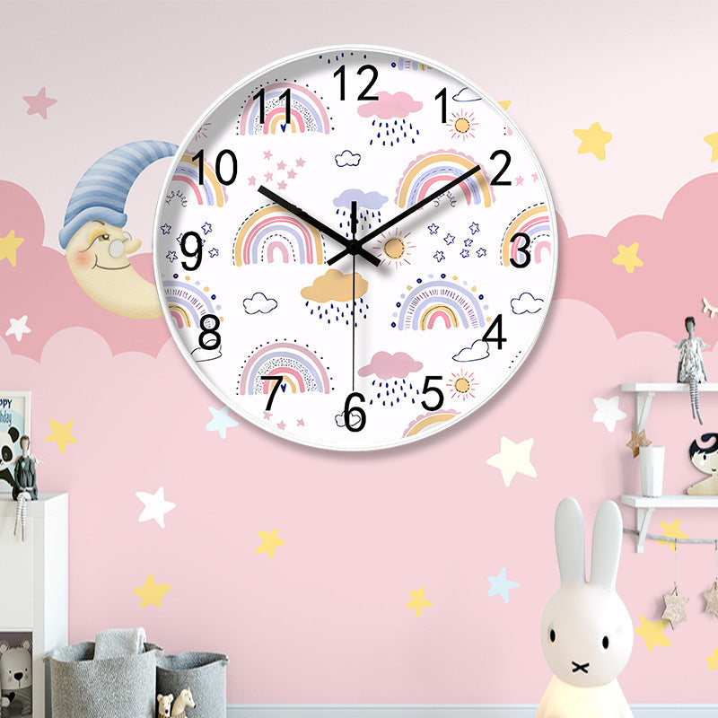 Children's wall clock with a silent quartz mechanism