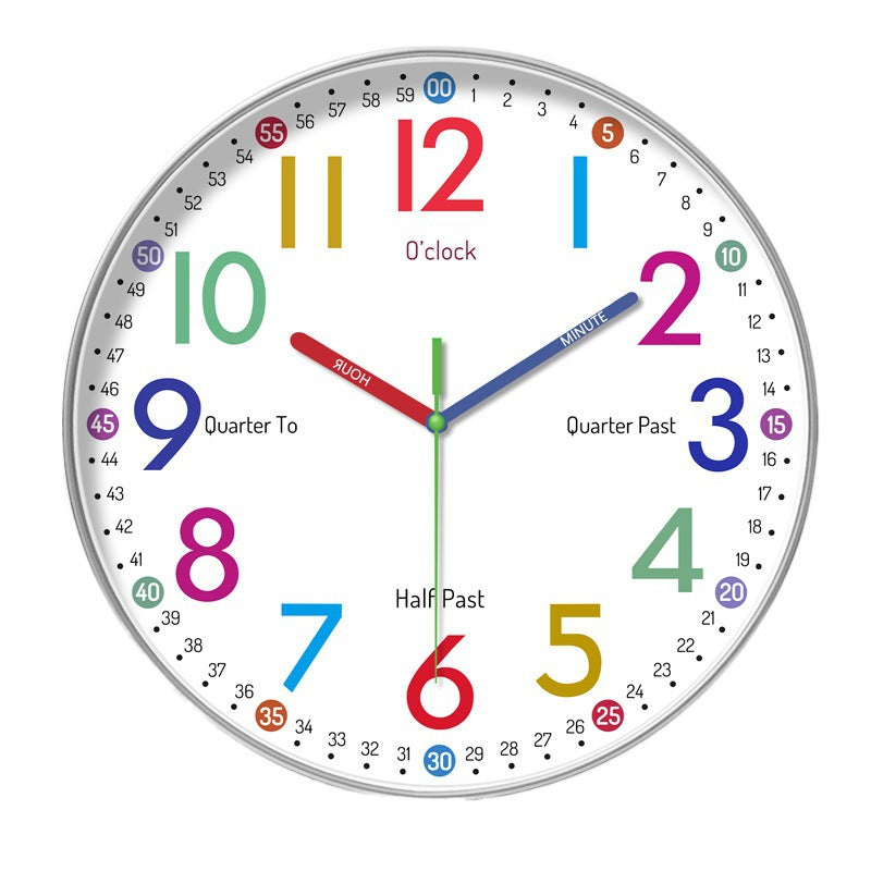 Installation view of the kids' wall clock in a playroom