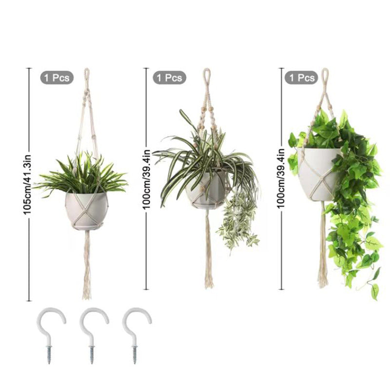 eco-friendly cotton and hemp hanging basket in use