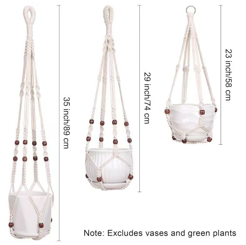 eco-friendly cotton and hemp hanging basket in use
