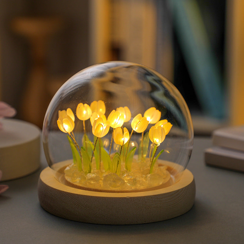 Warm glow from tulip night lamp