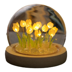 Handmade tulip night light on a table
