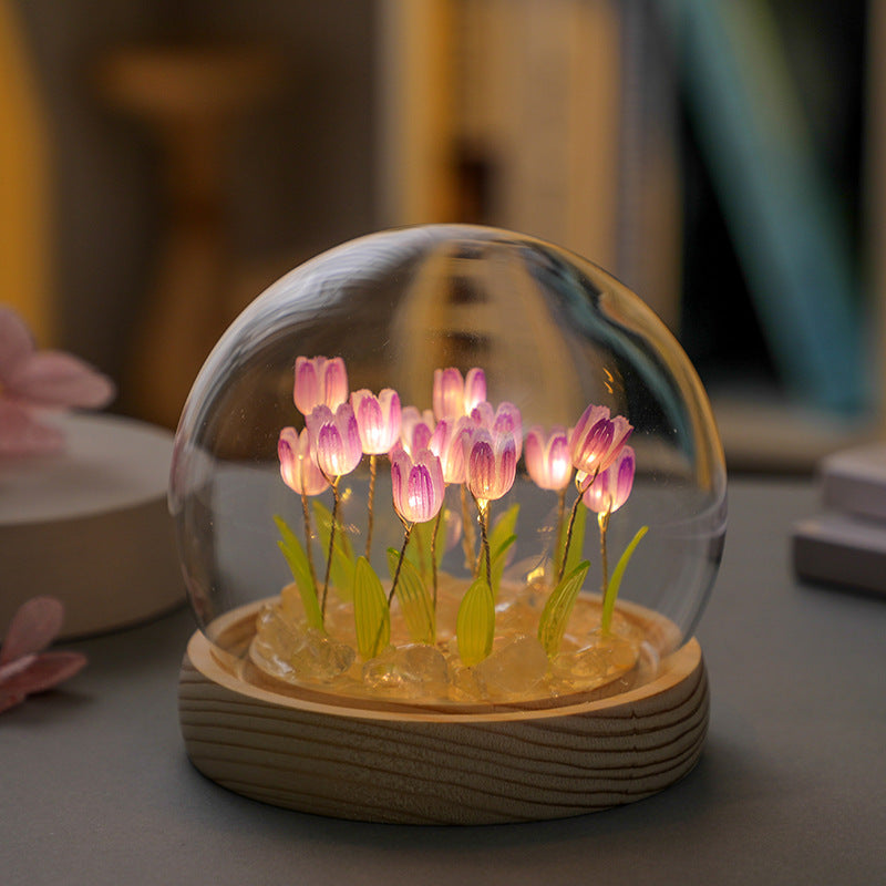 Assembled tulip night light showcasing design