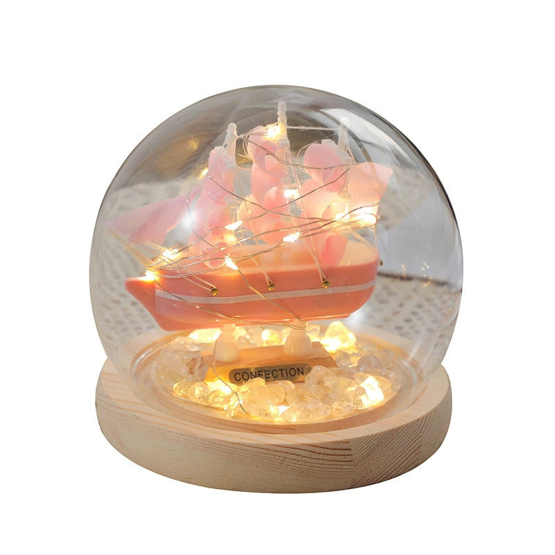 finished sailboat night light in a room