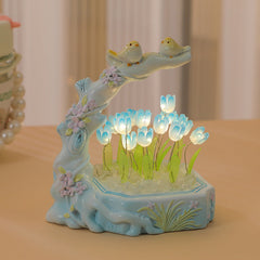 handcrafted tulip night light showcased in decor