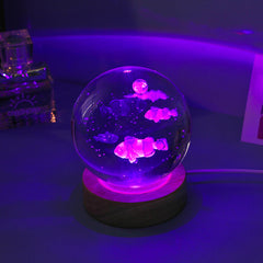 cozy room with crystal ball night light illuminating