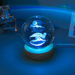 3D engravings of crystal ball night light viewed magnificently