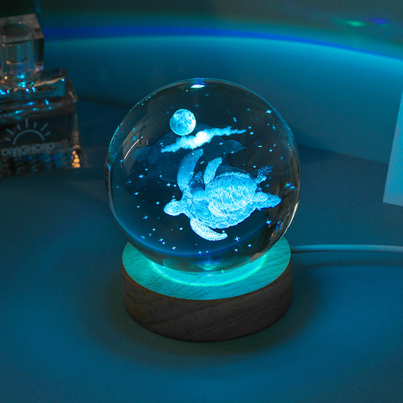 elegant crystal ball night light glowing softly