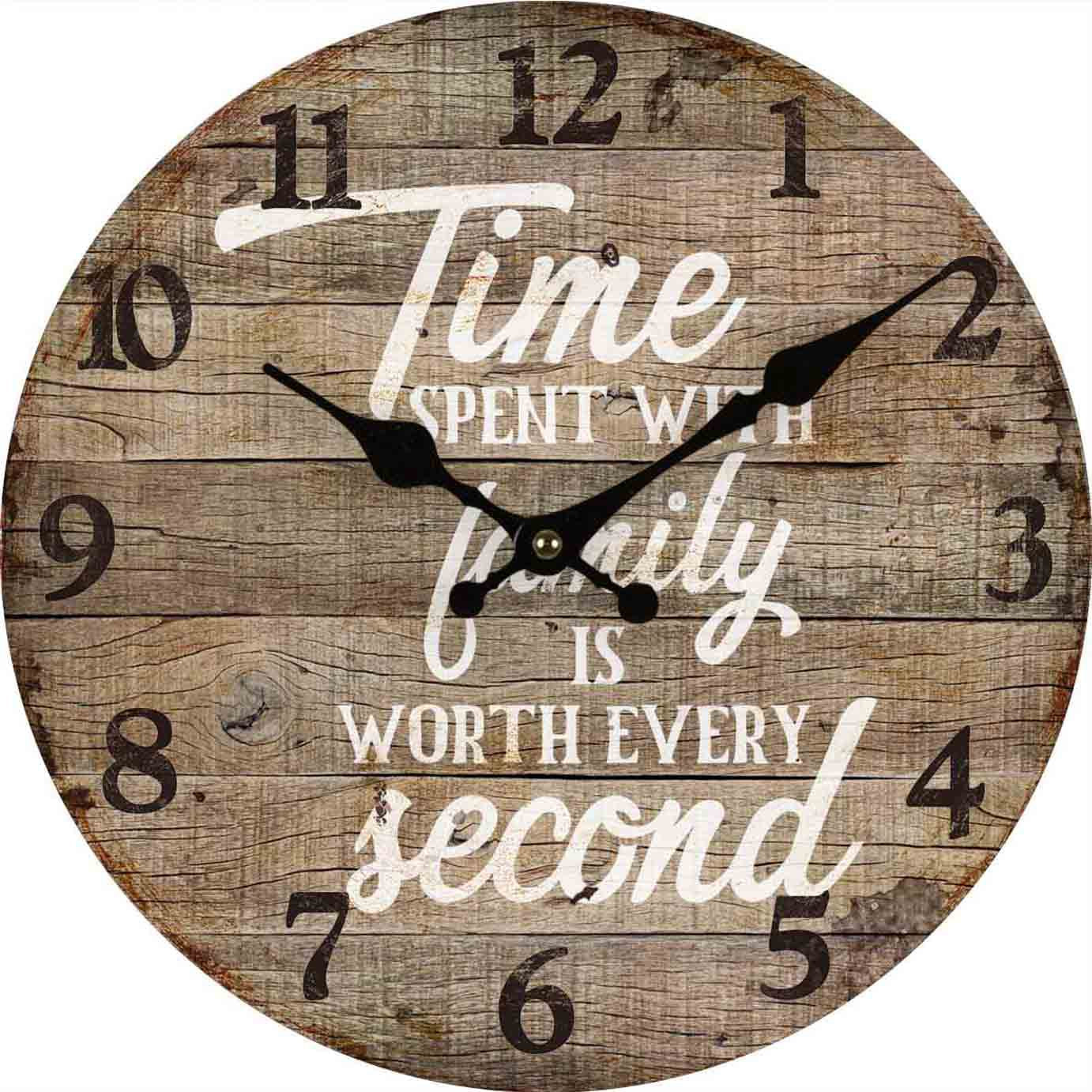 Vintage wall clock with wood finish