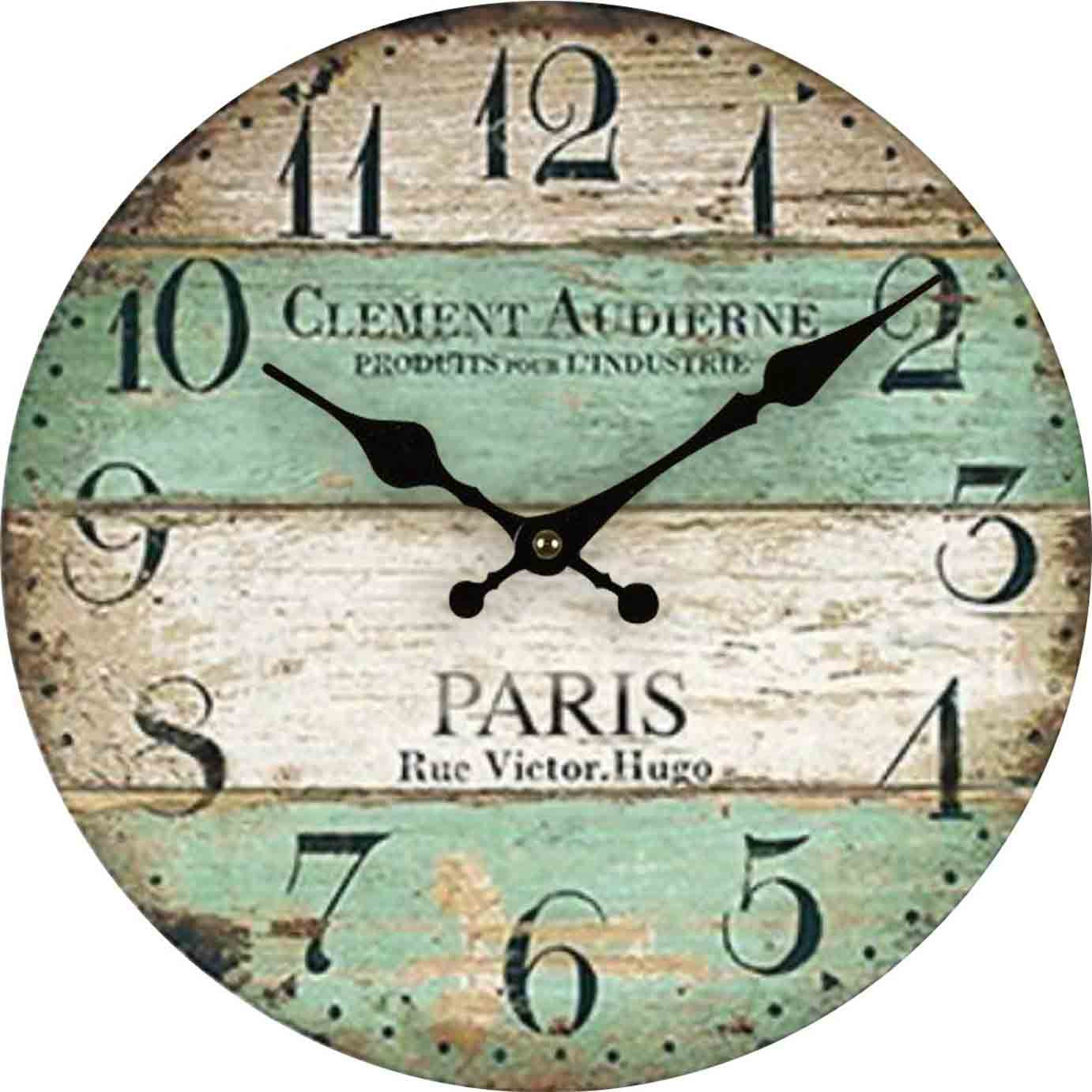 Close-up of retro wood design clock