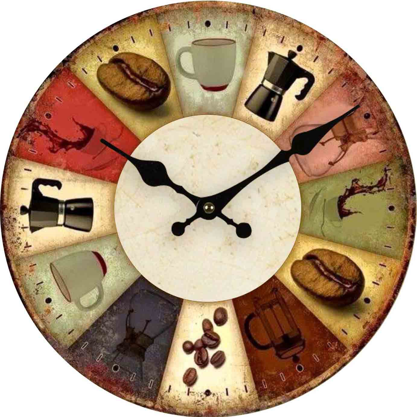 Vintage wall clock with wood finish