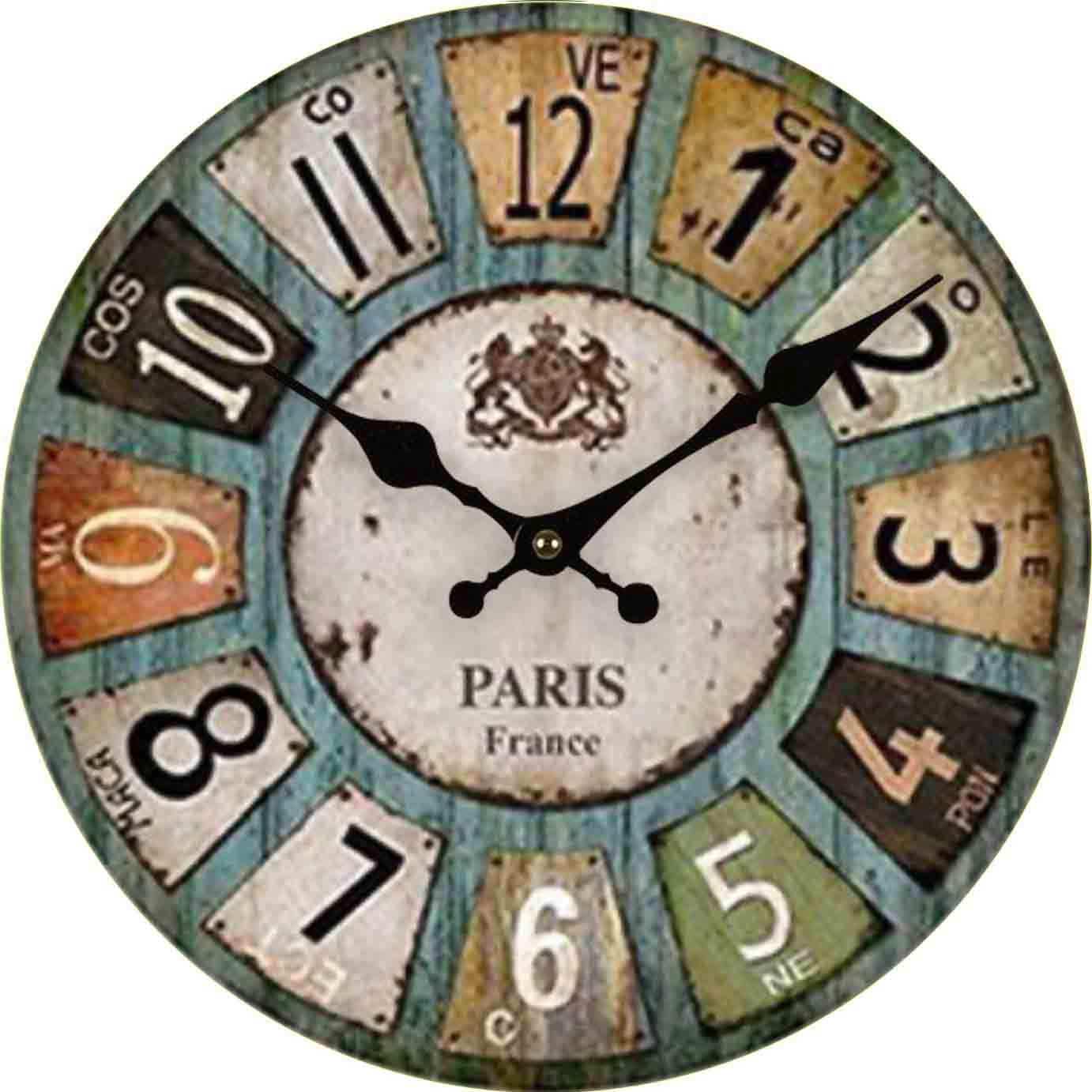 Close-up of retro wood design clock