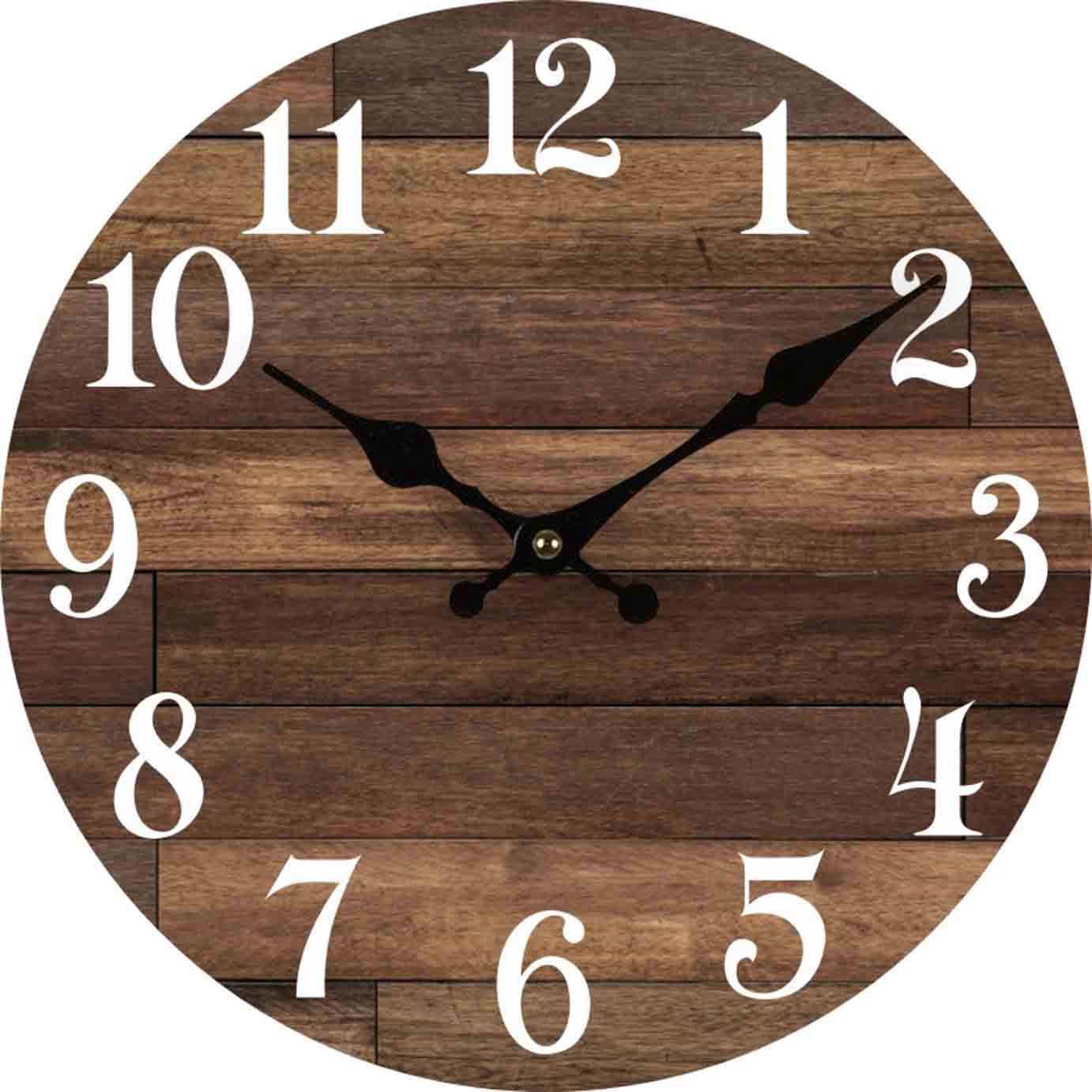 Decorative wooden wall clock on display
