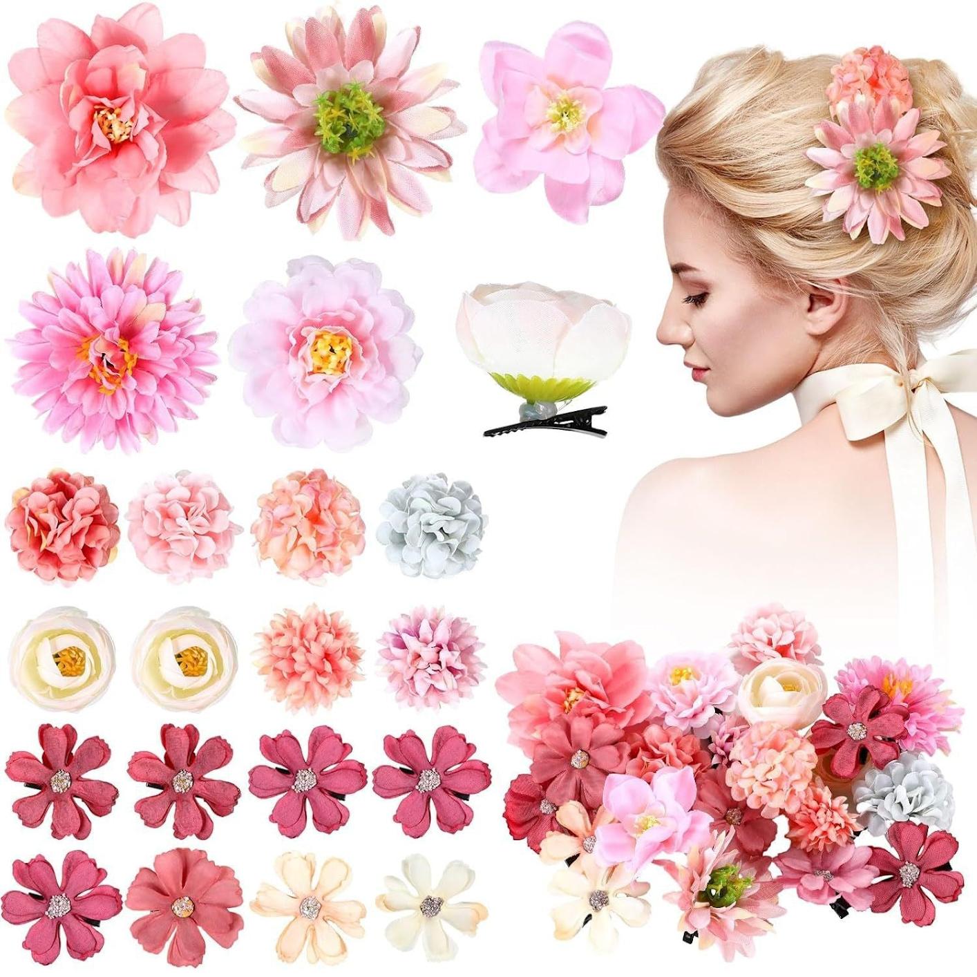 bridesmaid hairstyle with floral hair clips