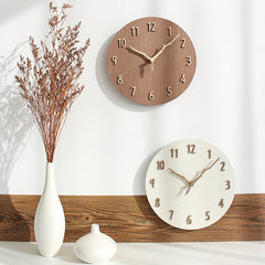 Stylish wooden wall clock close-up detail