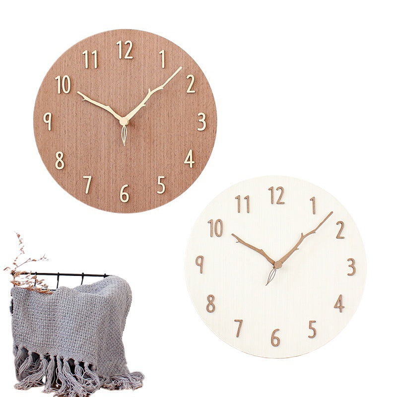 Natural wood finish wall clock displayed on desk