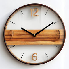 Stylish wall clock on a decorative shelf