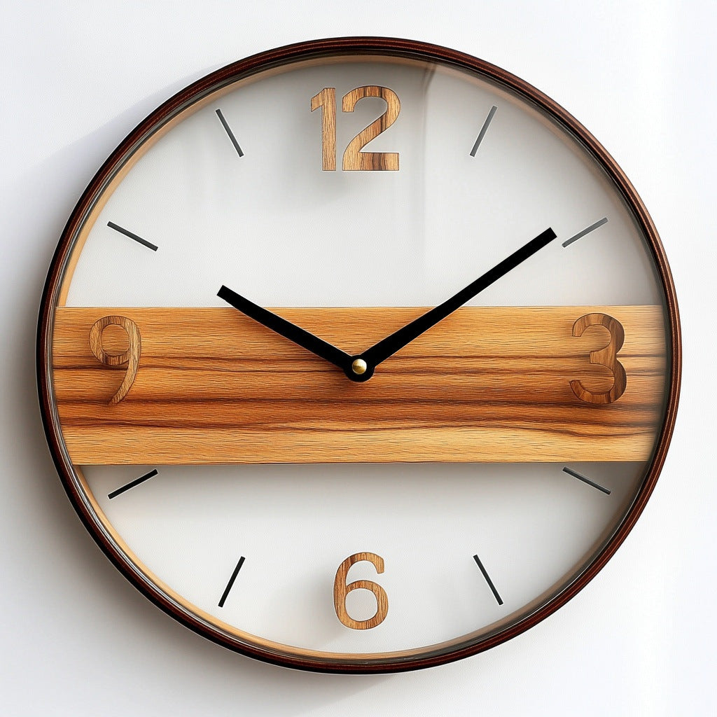 Stylish wall clock on a decorative shelf