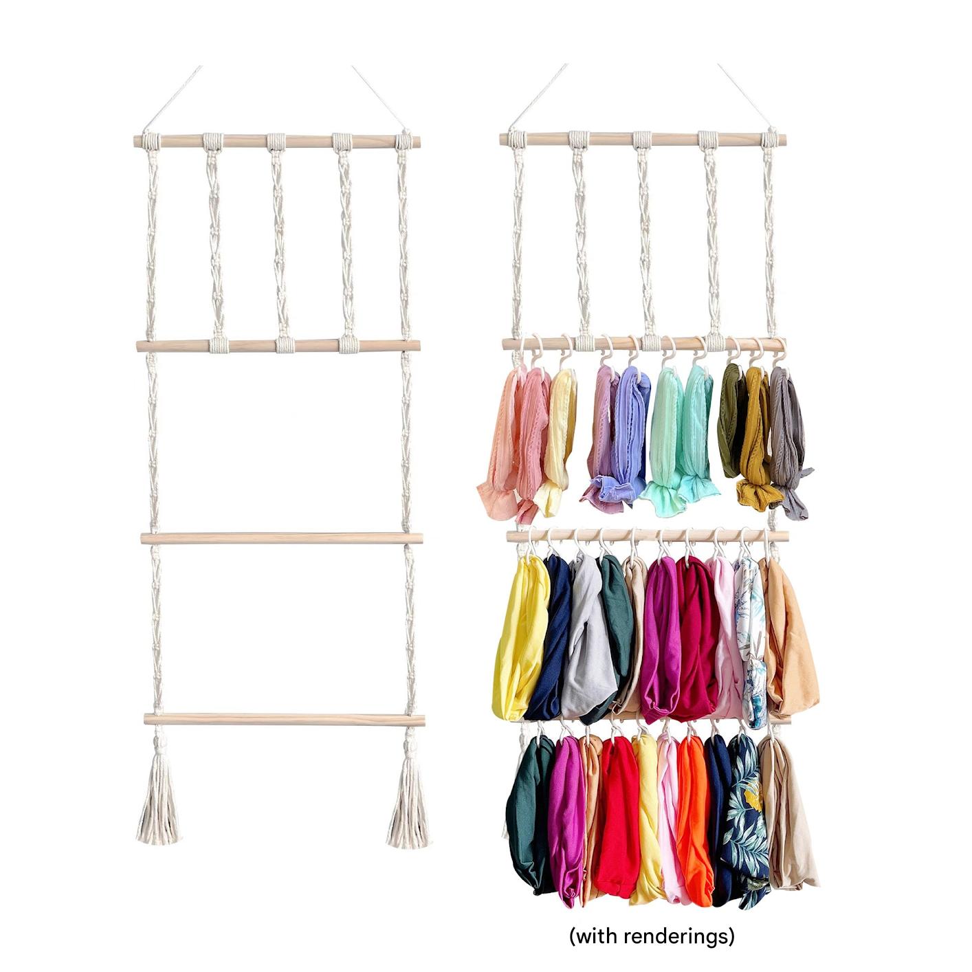 Handmade woven hair clip organiser showcasing design